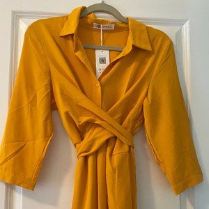 Cupshe Yellow Wrap Dress size Small